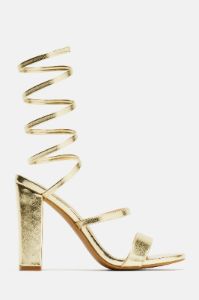 Elsie Block Heeled Sandals - Gold sold by Fashion Nova