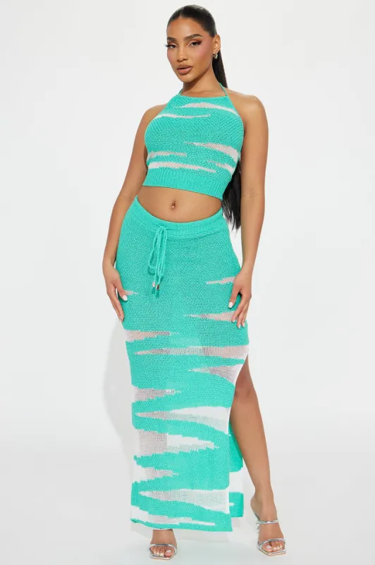 Julie Crochet Skirt Set - Mint/combo sold by Fashion Nova