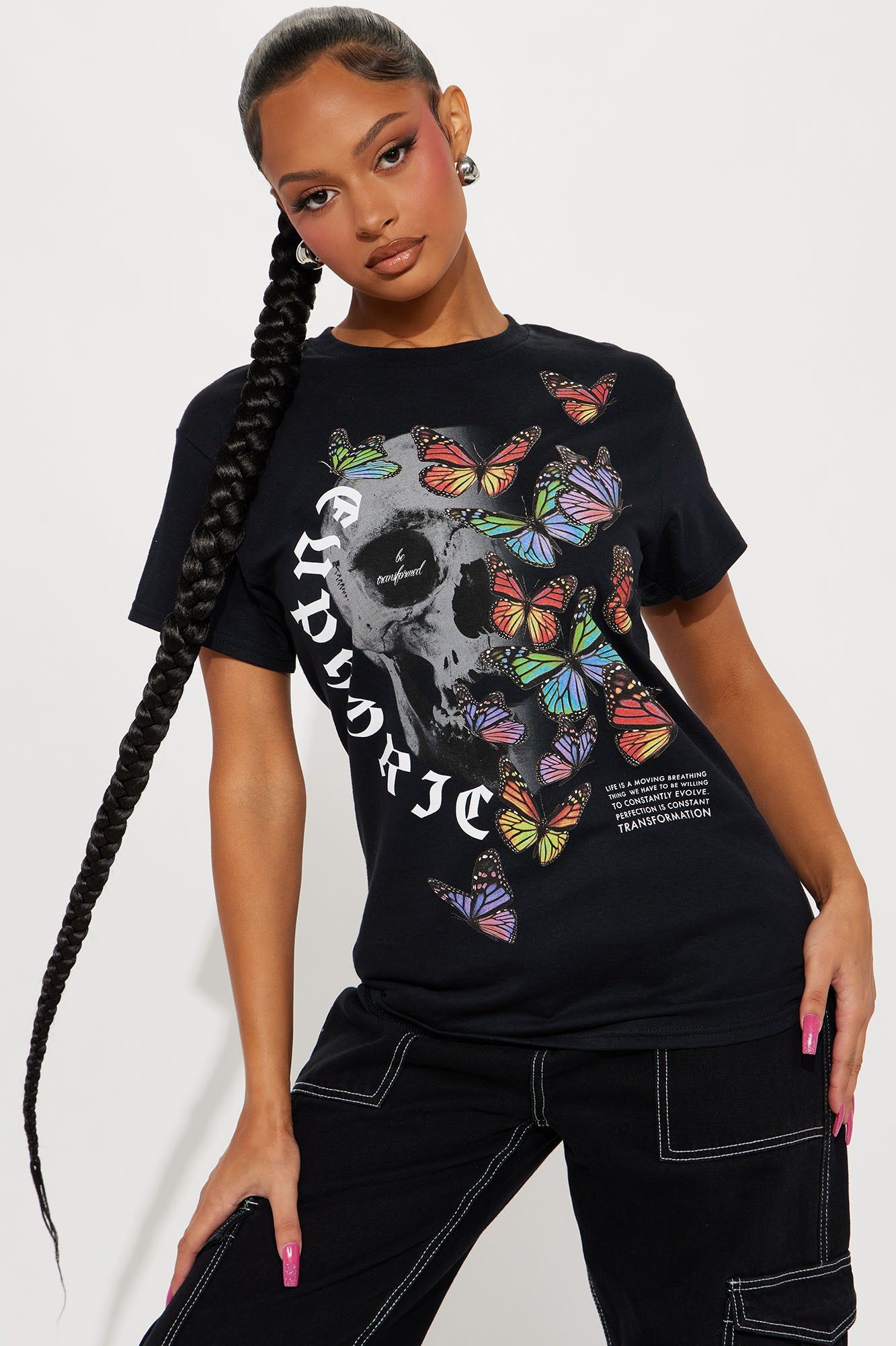 Euphoric Butterfly Graphic Tshirt - Black sold by Fashion Nova