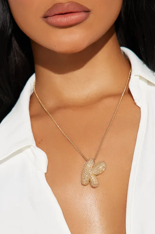 Bubble Letter K Necklace - Gold sold by Fashion Nova