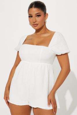 Forever Under The Sun Romper - White sold by Fashion Nova