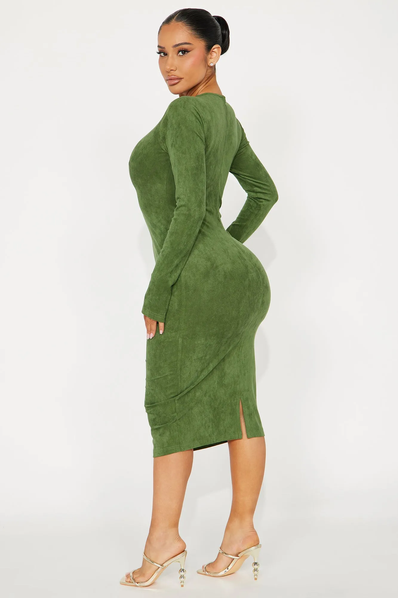 Sonya Suede Midi Dress - Green sold by Fashion Nova product image thumbnail 3