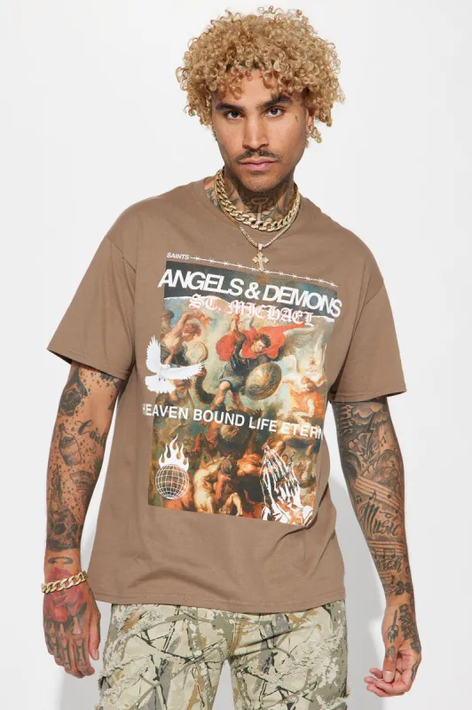 Angels & Demons Short Sleeve Tee - Tan sold by Fashion Nova