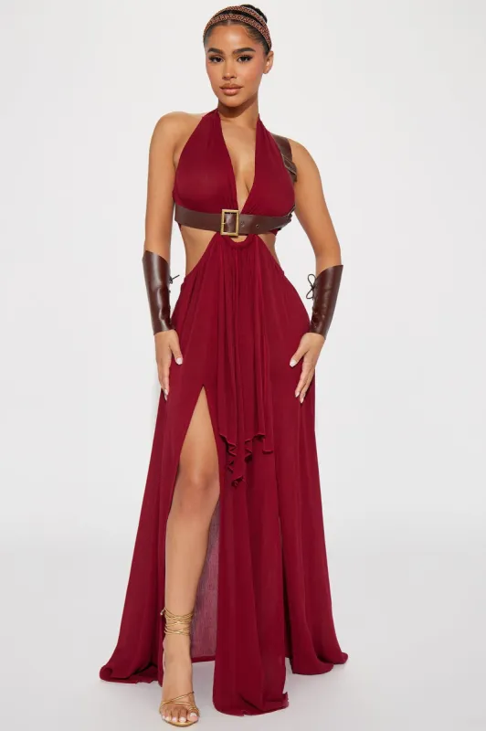 Warrior Princess 4 Piece Costume Set - Burgundy sold by Fashion Nova