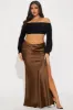 Love Like This Satin Maxi Skirt - Chocolate sold by Fashion Nova