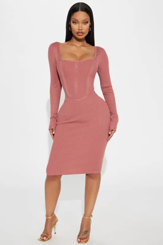 Evelynne Sweater Midi Dress - Mauve sold by Fashion Nova