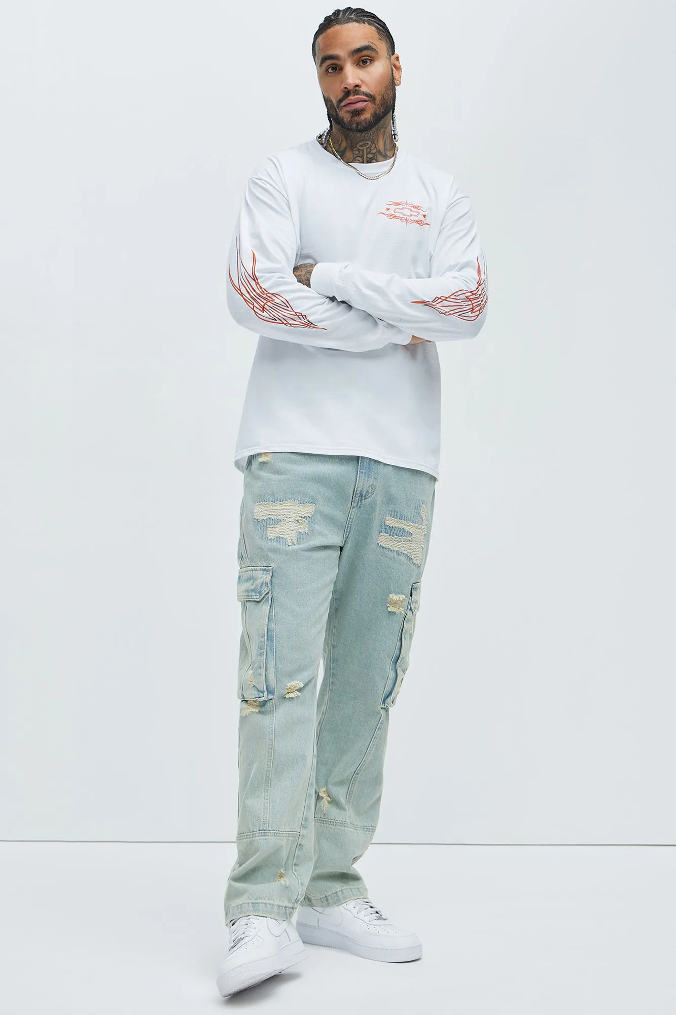 Chevy Pinstripes Long Sleeve Tee - White sold by Fashion Nova product image thumbnail 2