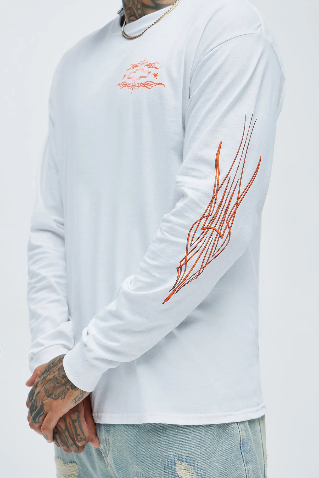 Chevy Pinstripes Long Sleeve Tee - White sold by Fashion Nova product image thumbnail 3
