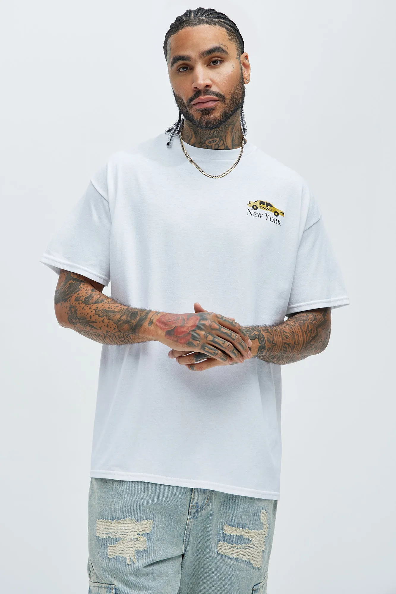 New York Street Painting Short Sleeve Tee - White sold by Fashion Nova