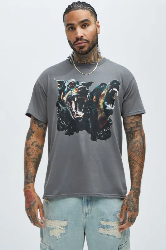 Twin Doberman Short Sleeve Tee - Charcoal sold by Fashion Nova