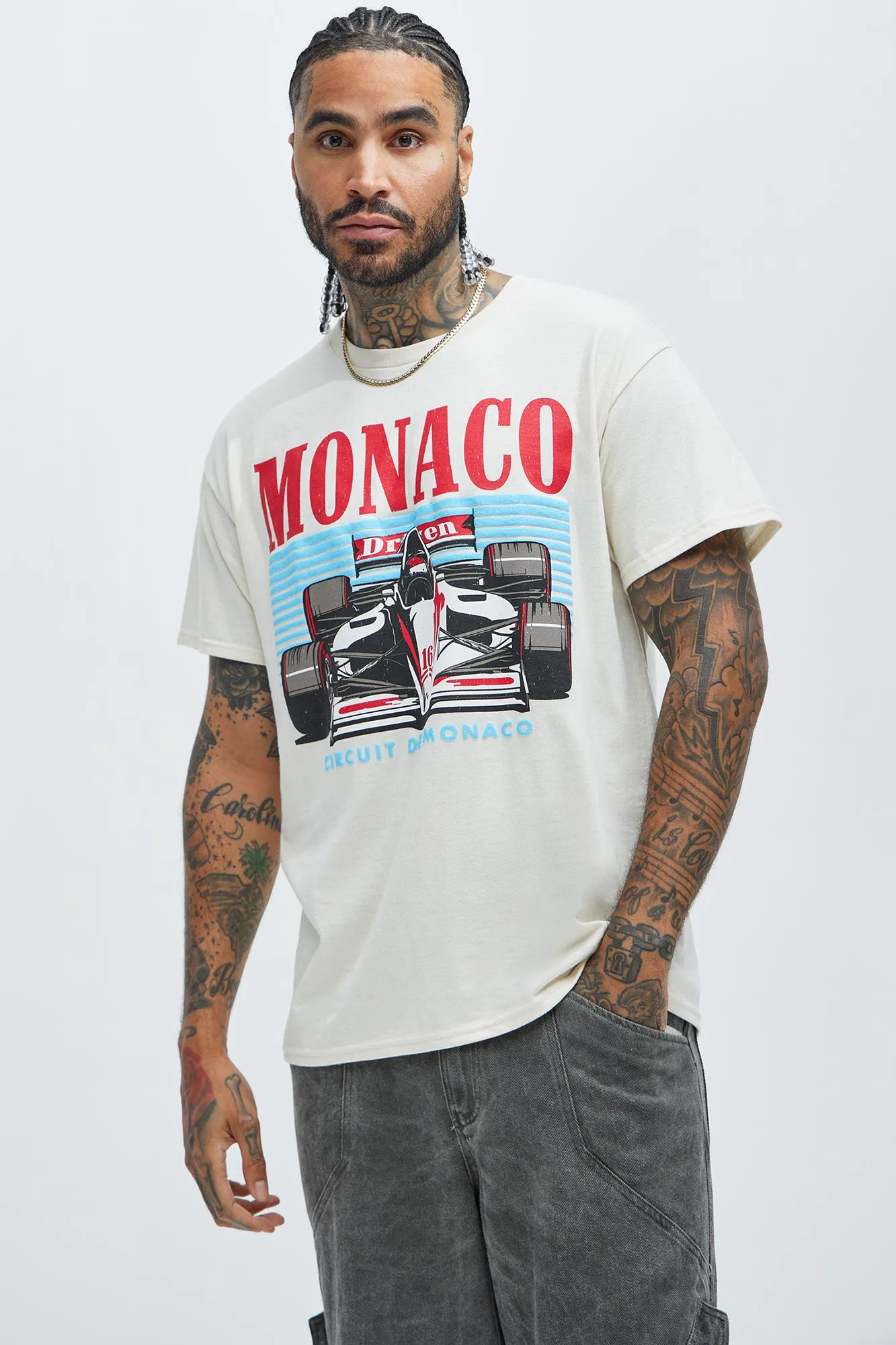 Circuit De Monaco Short Sleeve Tee - Cream sold by Fashion Nova