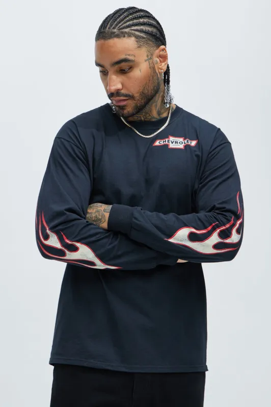 Chevy Racing Long Sleeve Tee - Black sold by Fashion Nova