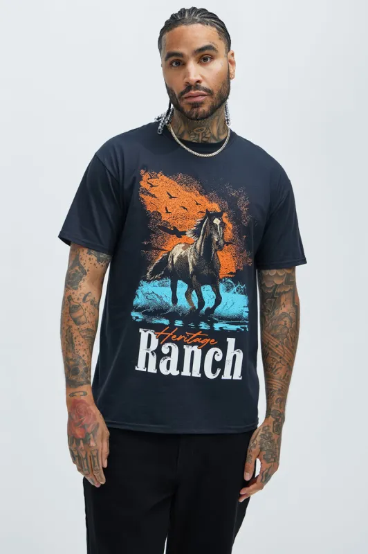 Heritage Ranch Short Sleeve Tee - Black sold by Fashion Nova