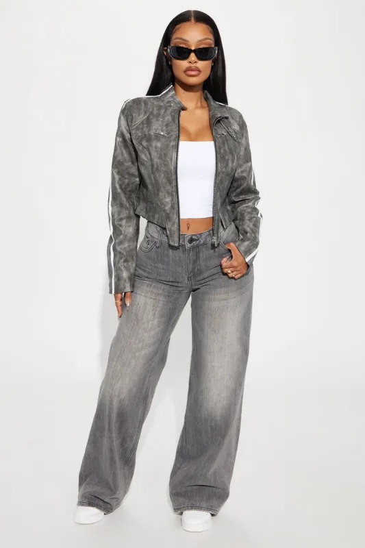 Jaydah Non Stretch Straight Leg Jeans - Grey sold by Fashion Nova