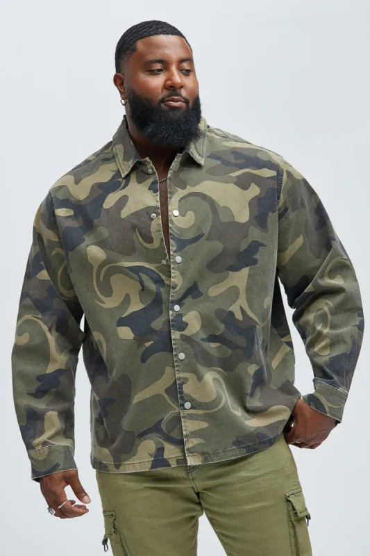 Won't Do Camo Long Sleeve Shirt - Camouflage sold by Fashion Nova