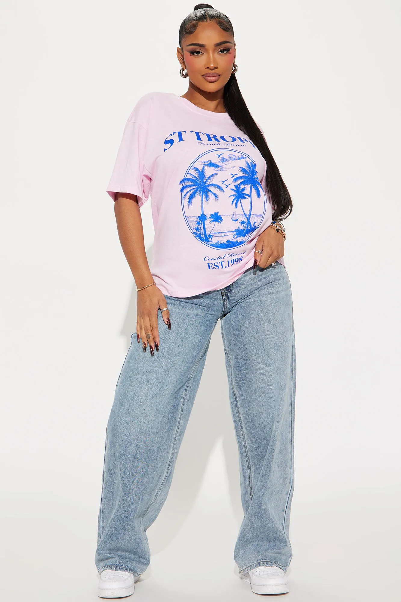 St. Tropez Palm Oversized Tee - Pink sold by Fashion Nova product image thumbnail 3