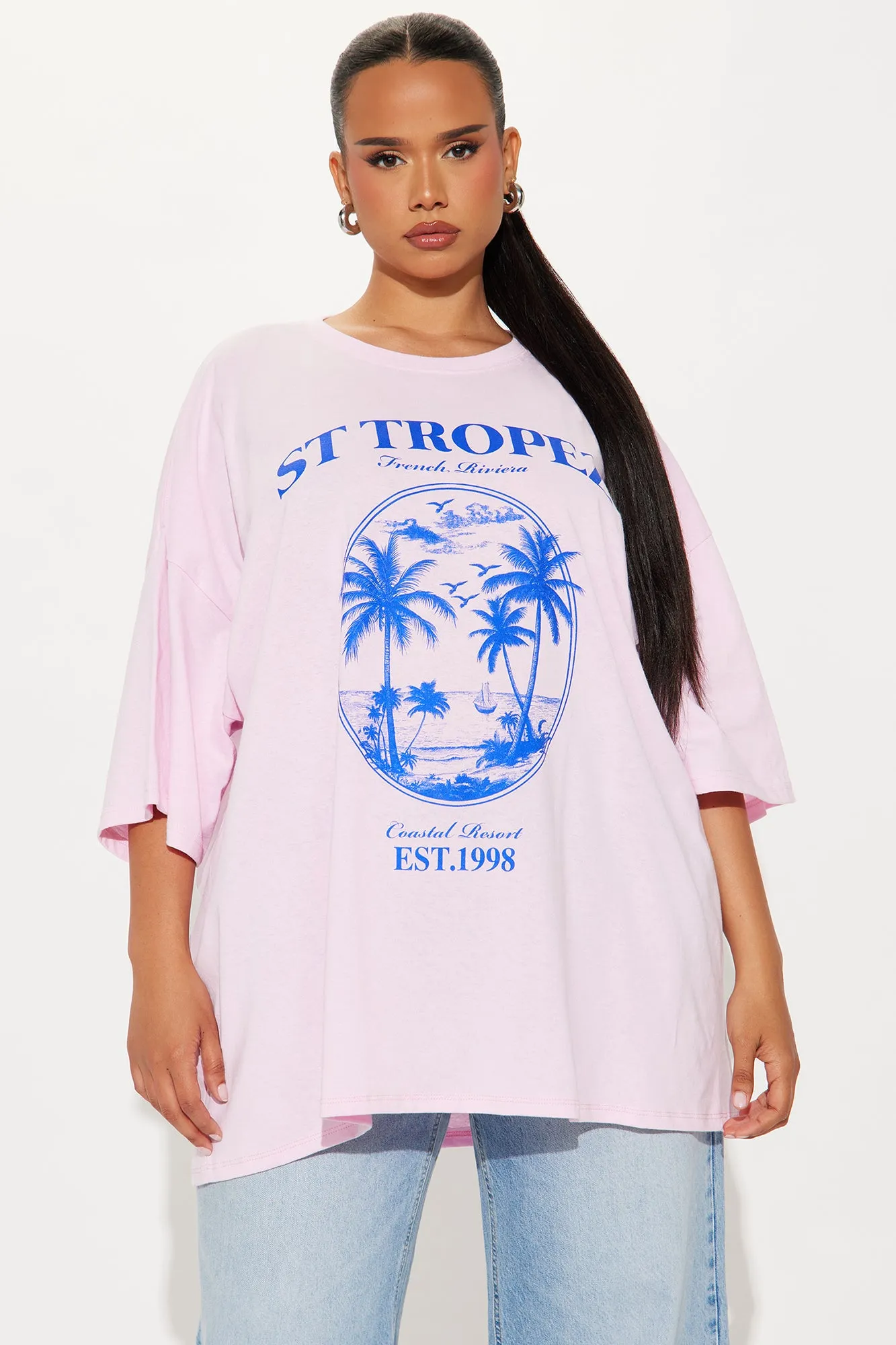 St. Tropez Palm Oversized Tee - Pink sold by Fashion Nova product image thumbnail 4