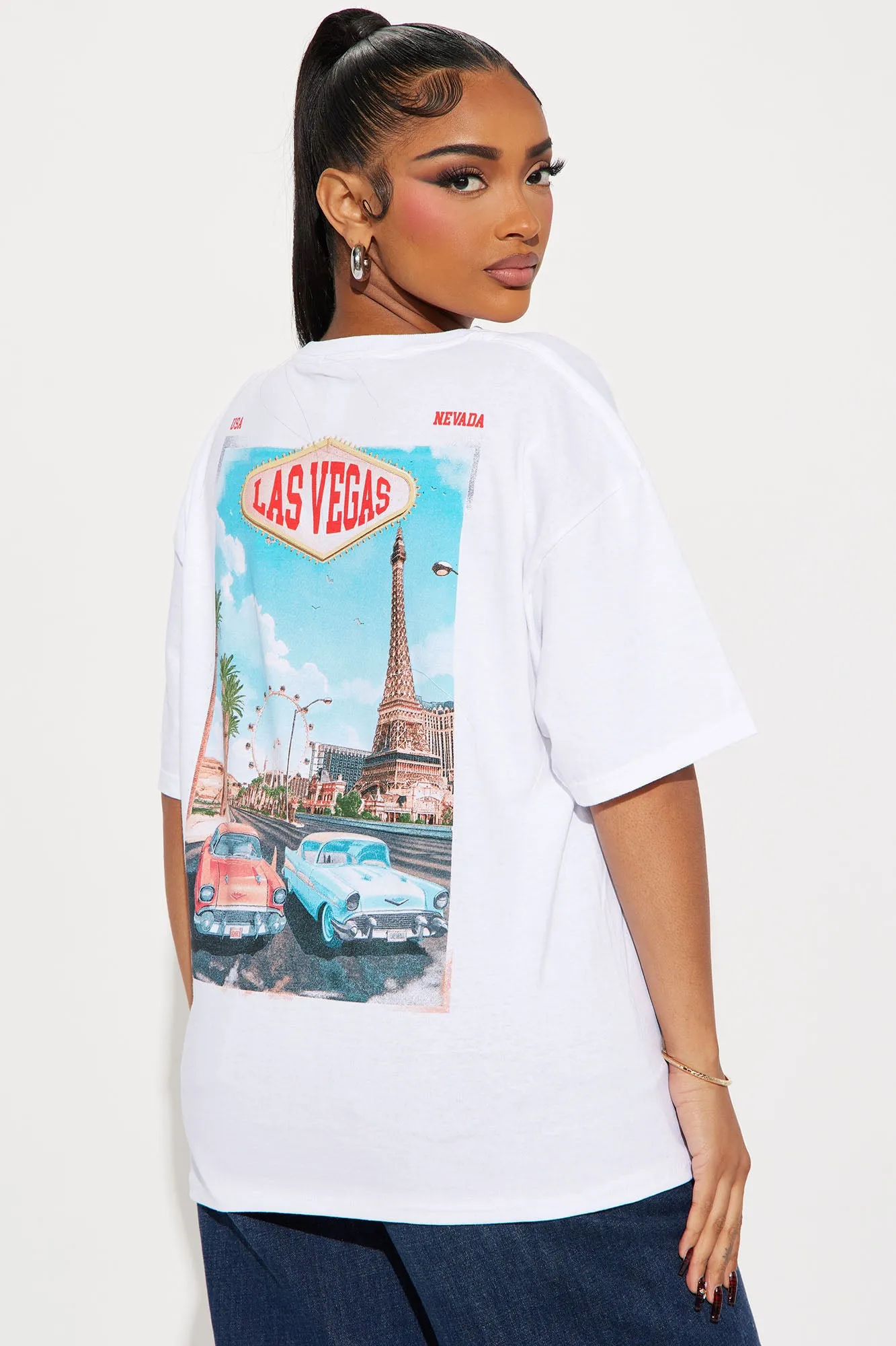 Viva Las Vegas Oversized Tee - White sold by Fashion Nova
