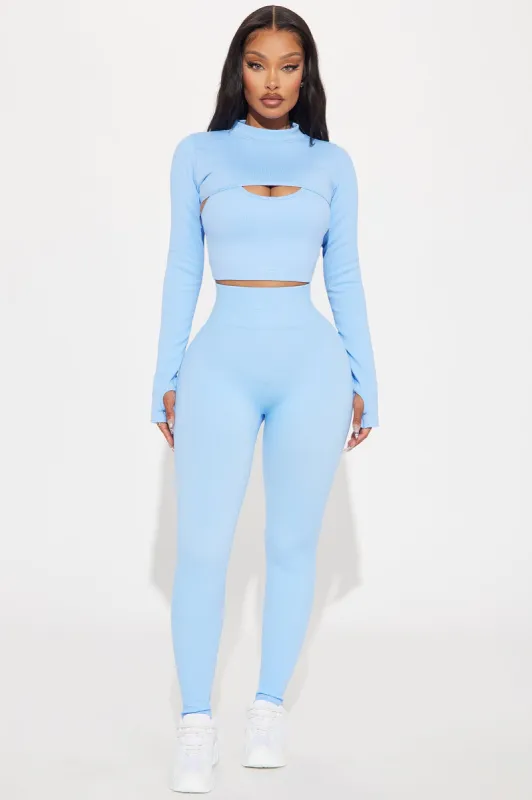 Effortless Triton Ribbed Seamless Stirrup - Light Blue sold by Fashion Nova