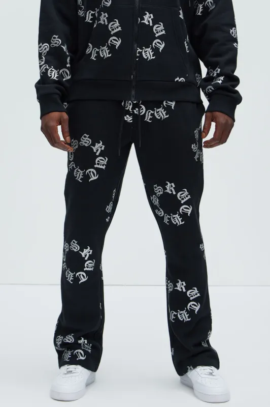 Tyson Bling My Line Skinny Flare Sweatpants - Black sold by Fashion Nova