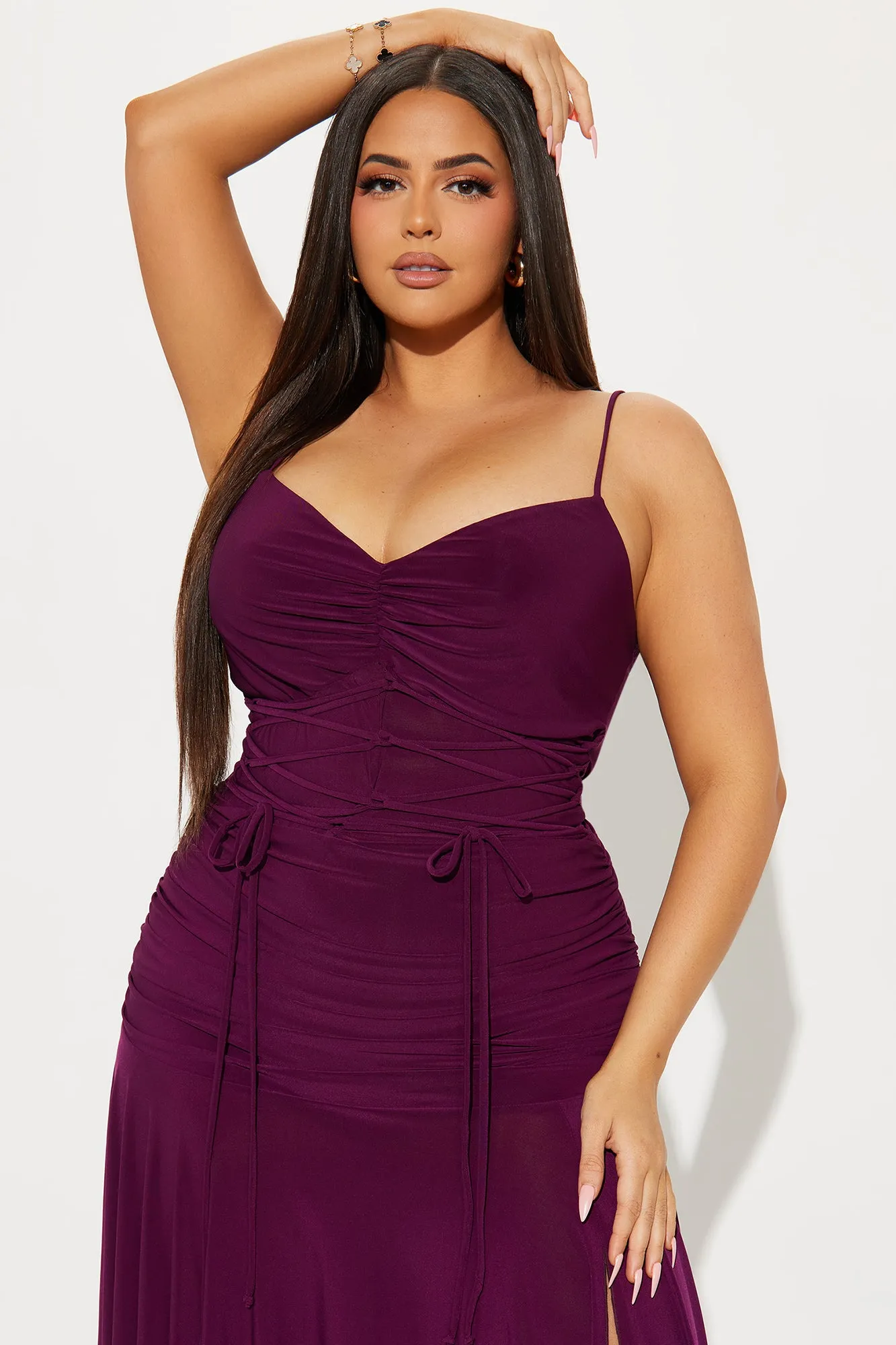 Midnight Serenade Lace Up Midi Dress - Plum sold by Fashion Nova product image thumbnail 5
