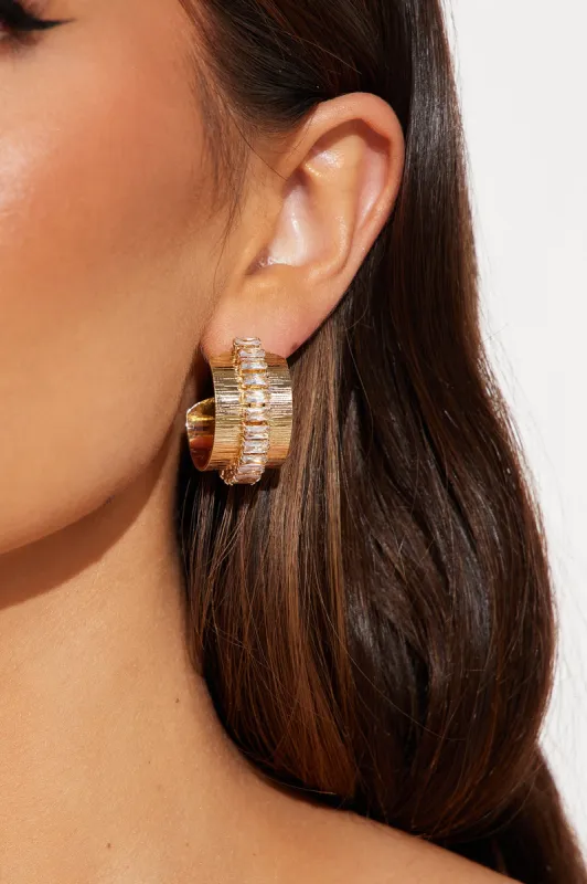 Speaking Gems Hoop Earrings - Gold sold by Fashion Nova