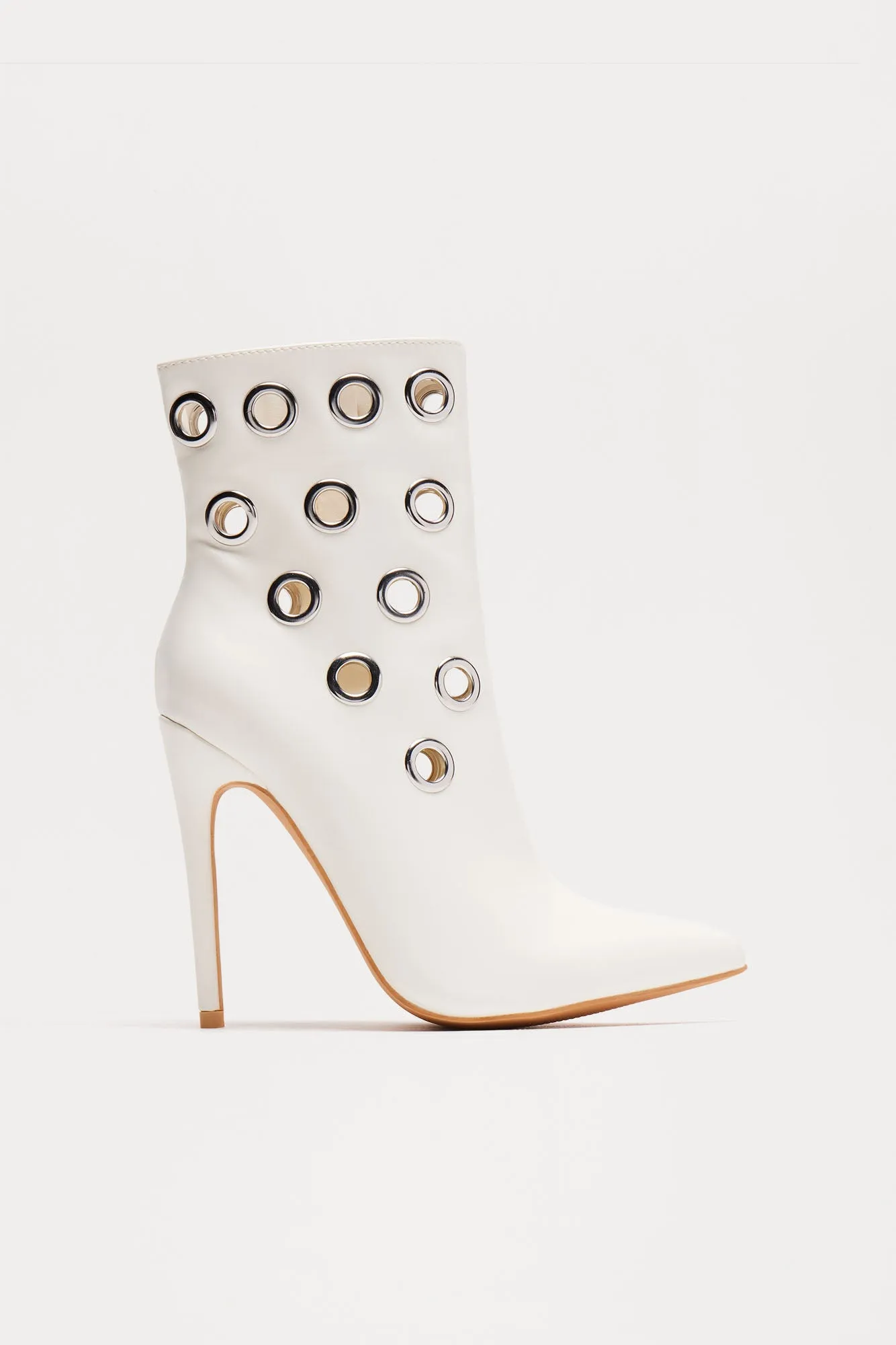 Kash Grommet Booties - White sold by Fashion Nova