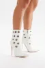 Kash Grommet Booties - White sold by Fashion Nova