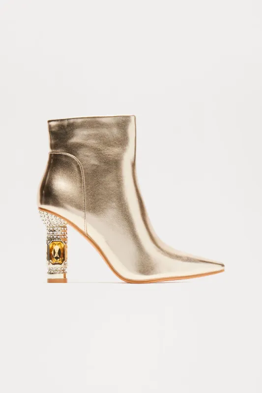 Paola Jewel Booties - Gold sold by Fashion Nova