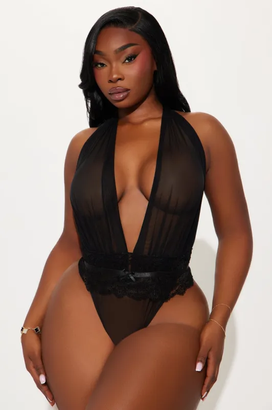 Sheer Love Bow Teddy - Black sold by Fashion Nova