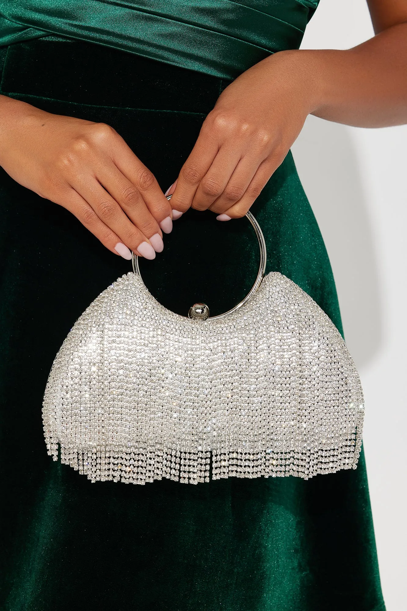 Caught In The Moonlight Clutch - Silver sold by Fashion Nova