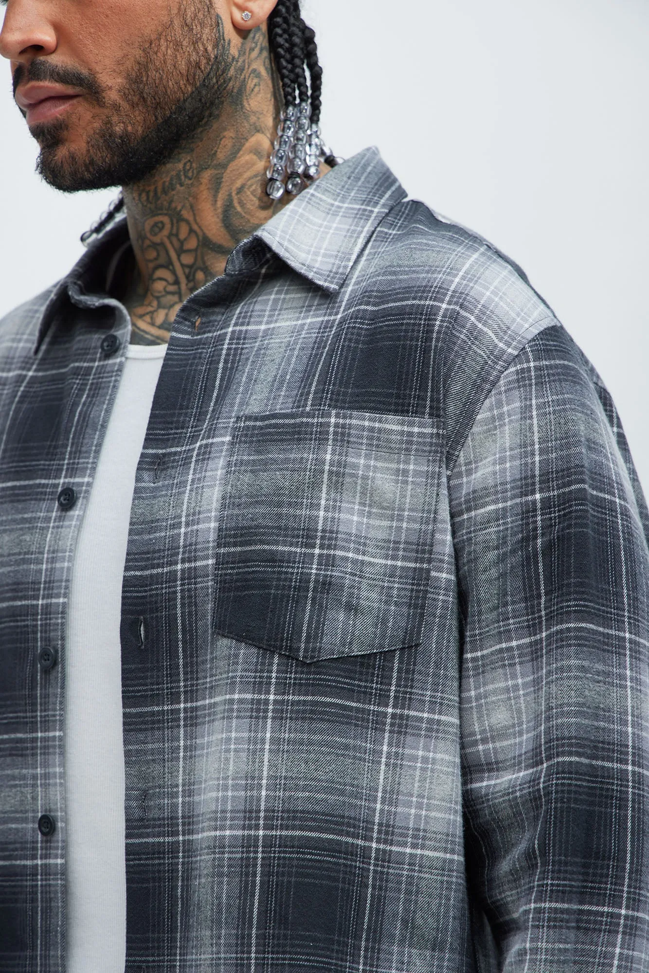 Eatonia Flannel Shirt - Grey/combo sold by Fashion Nova product image thumbnail 3