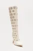 Grant Grommet Knee High Boots - White sold by Fashion Nova