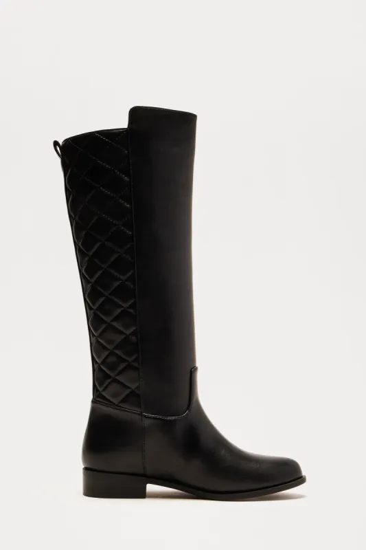 Greta Quilted Boots - Black sold by Fashion Nova