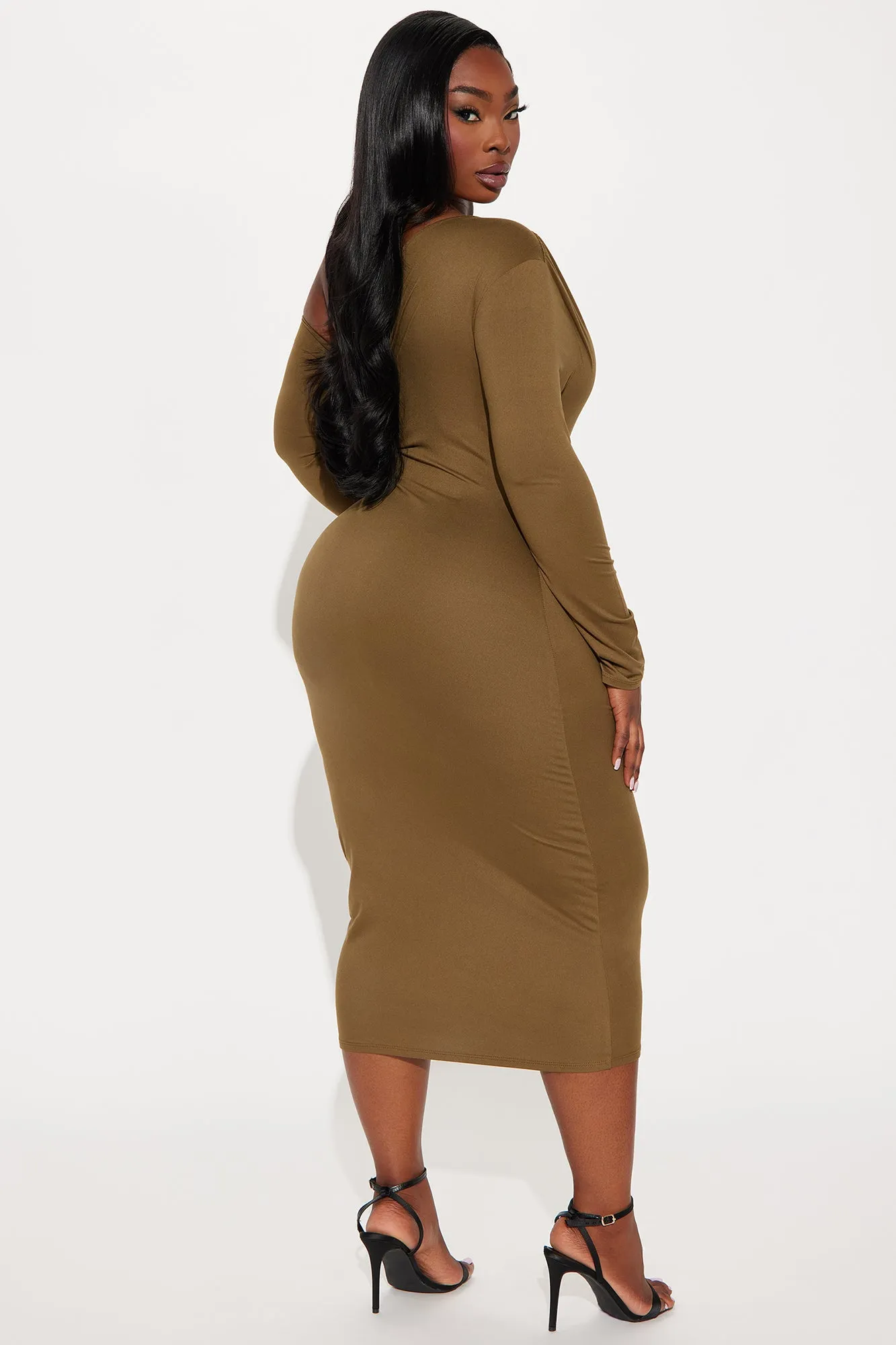 Heart On My Sleeve Double Lined Midi Dress - Olive sold by Fashion Nova product image thumbnail 3