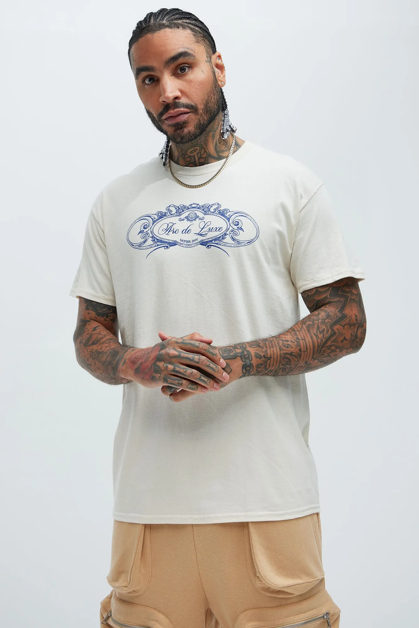 Arc De Luxe Short Sleeve Tee - Natural/Combo sold by Fashion Nova