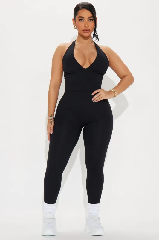 Last Flow Super Soft Active Jumpsuit - Black sold by Fashion Nova
