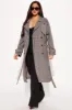 Prep School Plaid Trench - Khaki/combo sold by Fashion Nova