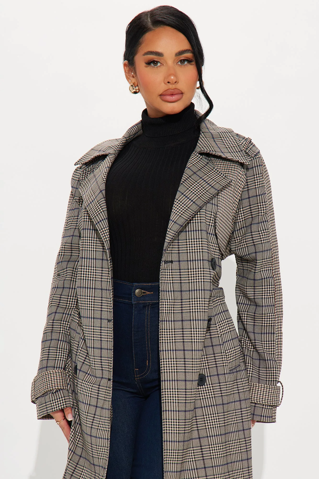 Prep School Plaid Trench - Khaki/combo sold by Fashion Nova product image thumbnail 2