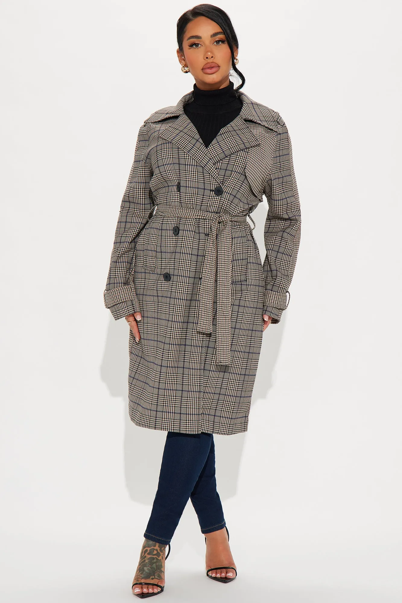 Prep School Plaid Trench - Khaki/combo sold by Fashion Nova product image thumbnail 3
