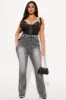 Tall She Stands Out Tummy Control Bootcut Jeans - Grey sold by Fashion Nova