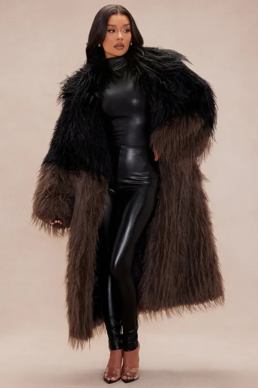 Aspen Luxe Fur Coat - Black/Brown sold by Fashion Nova
