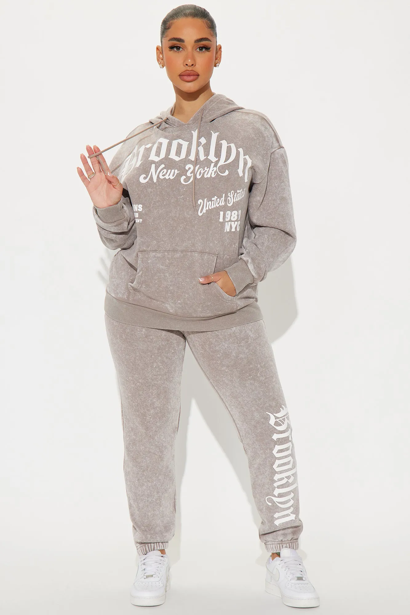 Brooklyn Living Washed Jogger Set - Stone sold by Fashion Nova