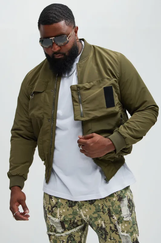 Off To Work Lightweight Bomber - Olive sold by Fashion Nova