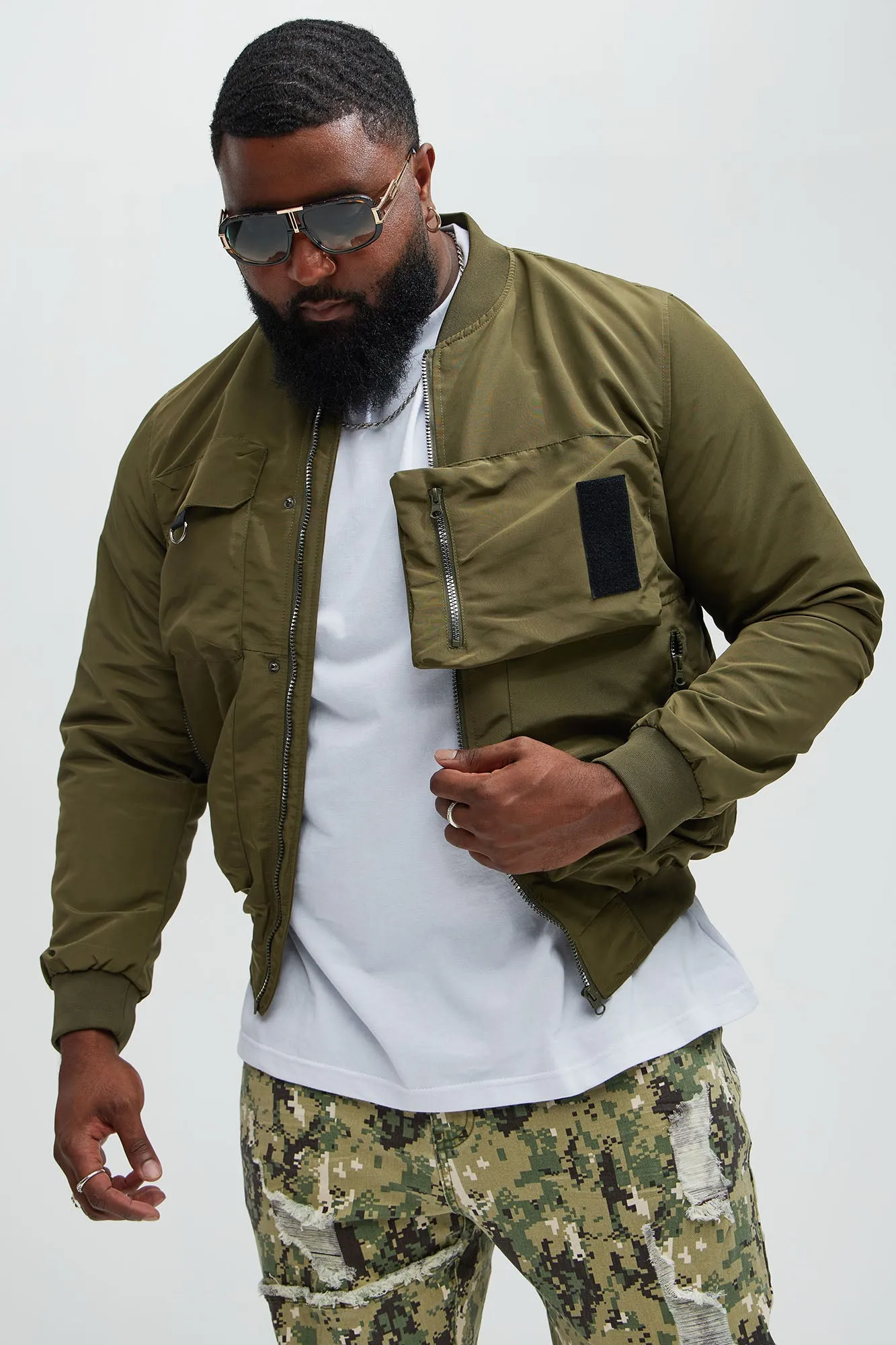 Off To Work Lightweight Bomber - Olive sold by Fashion Nova
