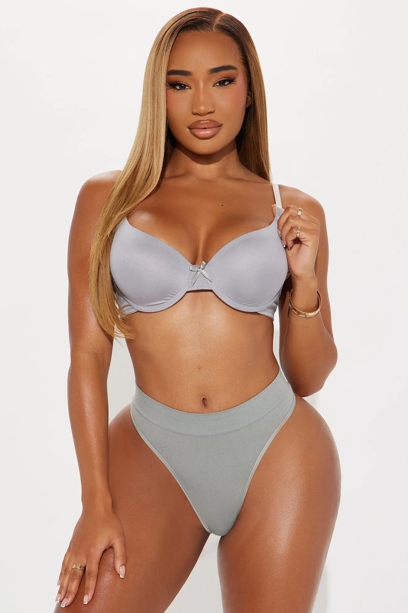 Just Your Type Smooth Seamless Thong Panty - Grey sold by Fashion Nova product image thumbnail 2