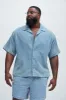 Beck Distressed Shirt - Blue Wash sold by Fashion Nova