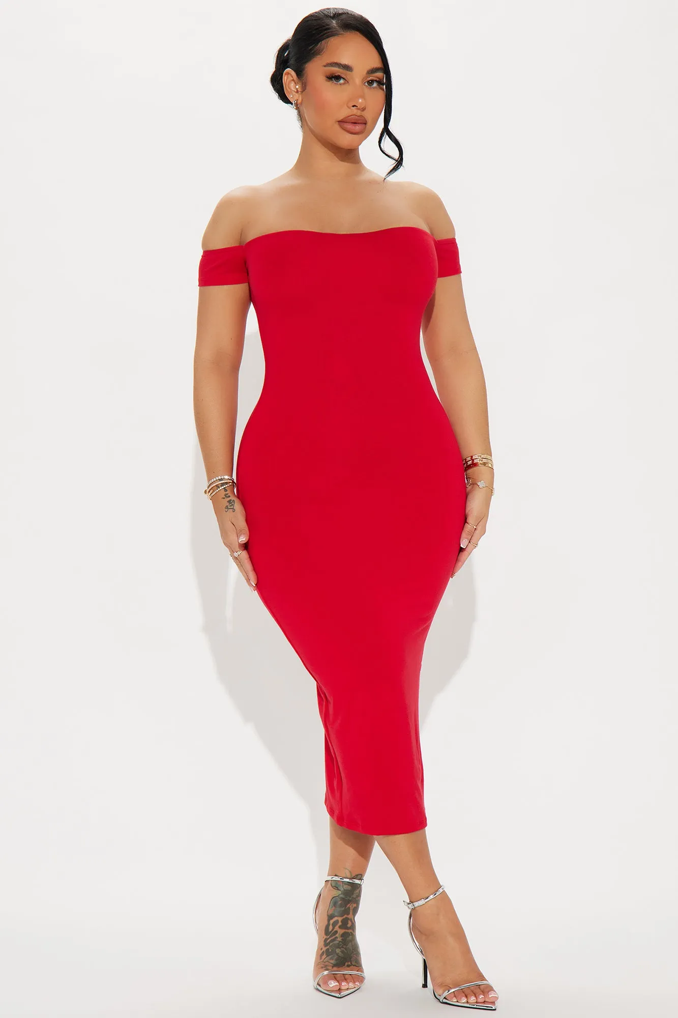 Endless Memories Double Lined Midi Dress - Red sold by Fashion Nova
