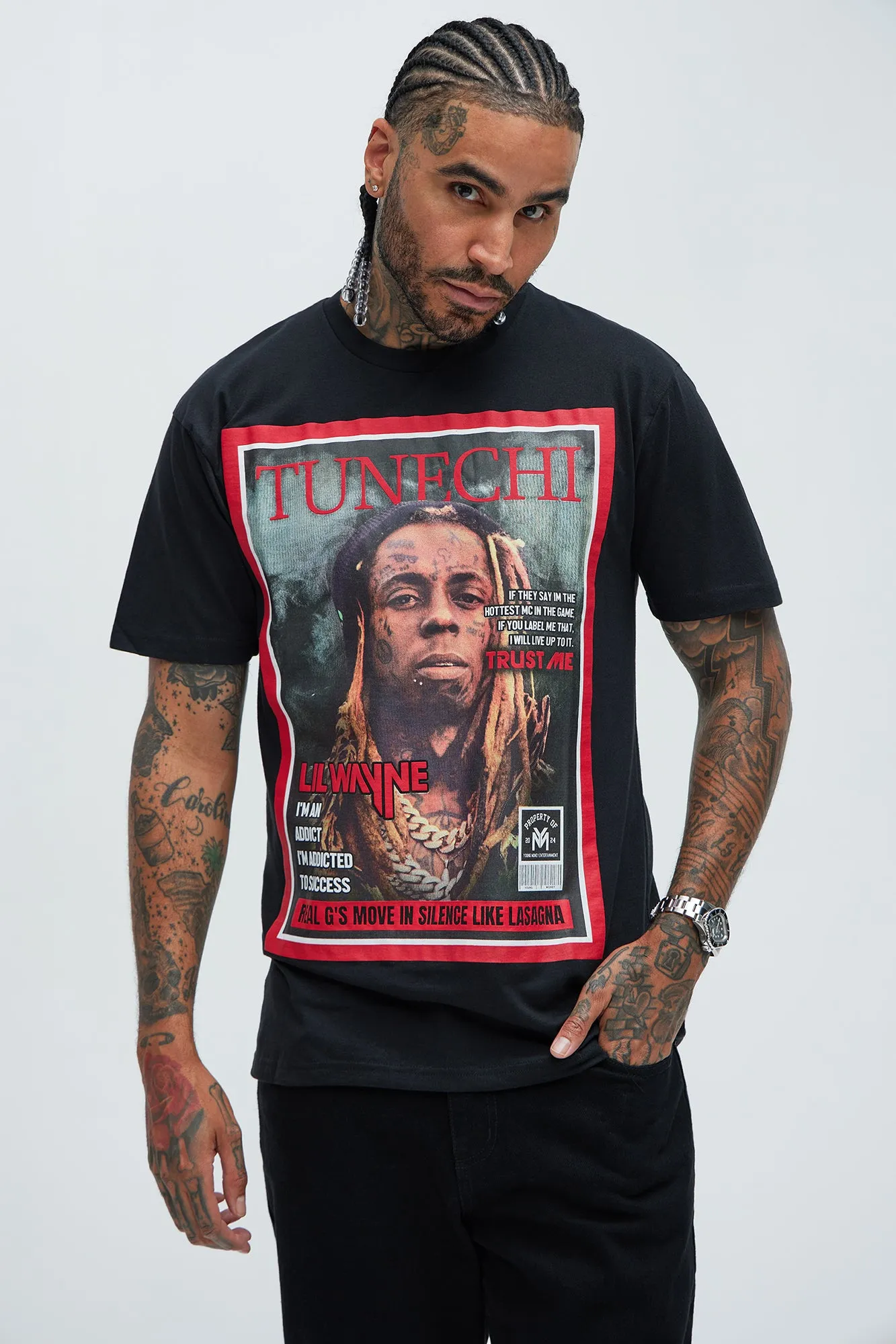 Lil Wayne Tunechi Times Short Sleeve Tee - Black sold by Fashion Nova