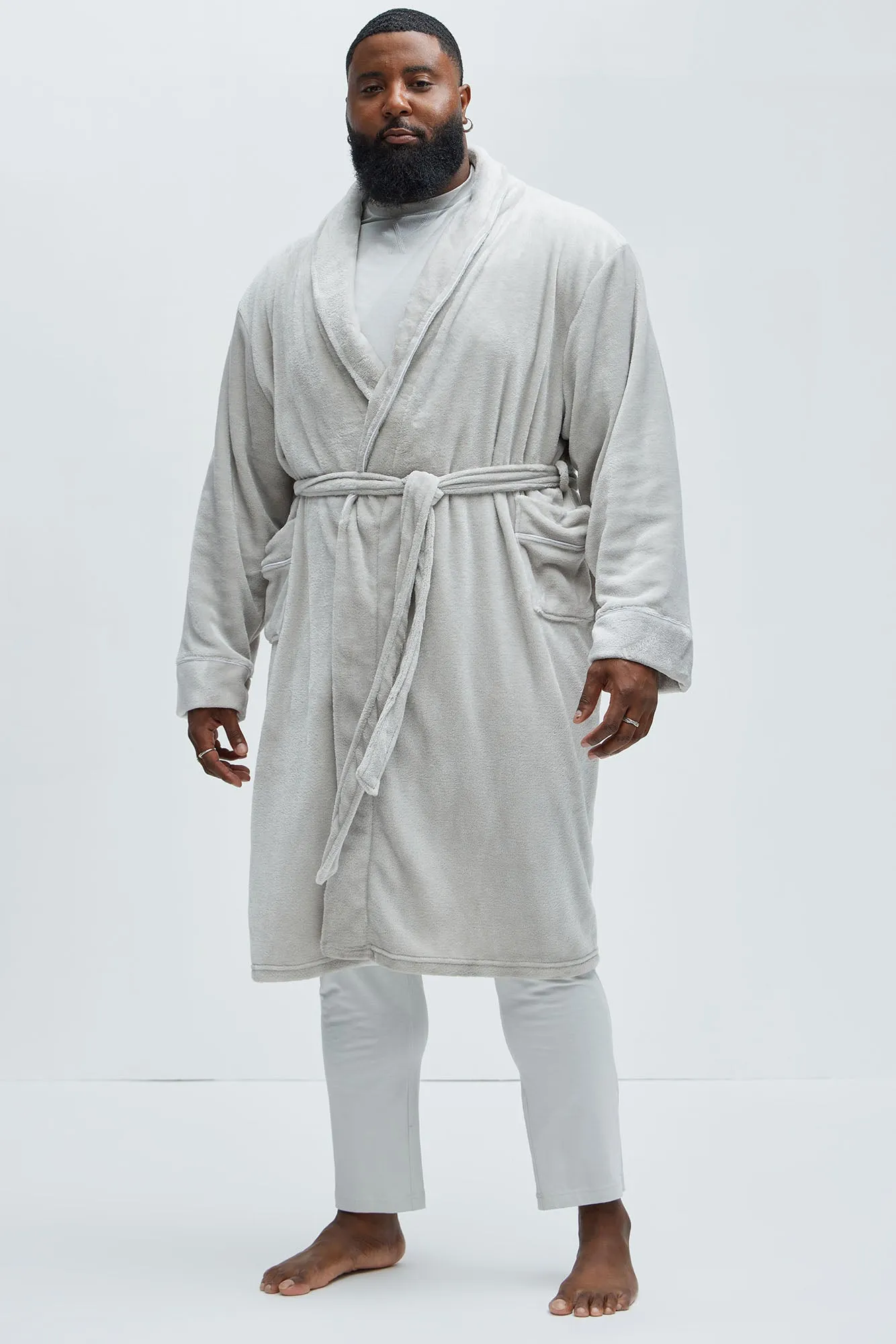Essential Relaxed Lounge Robe - Grey sold by Fashion Nova
